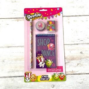 Shopkins Girls Kids School Supplies Set Notebook Pencil Eraser NEW